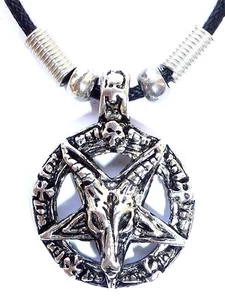 New Goat Of Mendes Devil Pentagram Satanic Baphomet Pagan Wicca Pendant Necklace - Bild 1 von 3