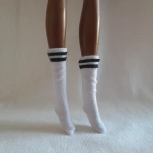 NEW! 2020 Barbie Extra Doll White & Black Stripe Socks ~ Fashionista Clothing - Picture 1 of 5