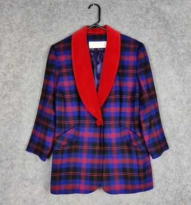Vintage Catherine Walker Jacket Size UK 14 Tartan Wool Velvet Lapels Traitors - Image 1 of 4
