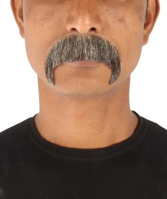 HPO Men's Human Hair Mustache Cosplay Facial Hair, M-1229-DBR - Image 1 of 4