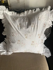 Rachel Ashwell Custom 20 X 20 Floral Ruffled Cotton Pillow Cover Primrose - Picture 1 of 6