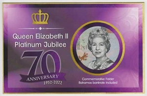 70 Anniversary! Queen Elizabeth II 1952-2022 Commemorative Folder + Bahamas note - Picture 1 of 4