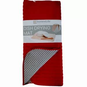 Homestyle Reversible Dish Drying Mat Ultra Absorbent Fast Drying Durable Red - Picture 1 of 7