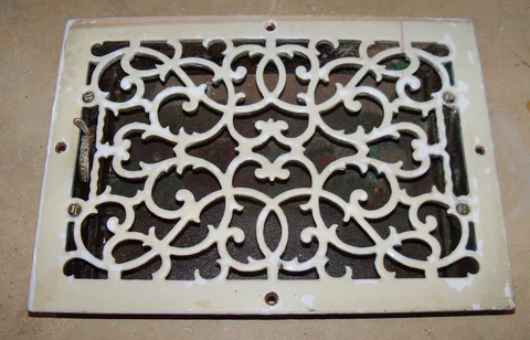 Vintage Cast Iron Ornate Heat Porcelain Grate Vent Register Cover 14 X 10 12 X 8 Cover