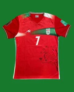 2022 Iran National Team Soccer Jersey Alireza JahanBakhsh #7 Red - Picture 1 of 5