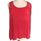 Extra Touch Womens Sleeveless Top Size 3Xl Orange Round Neck Soft Lace Insets