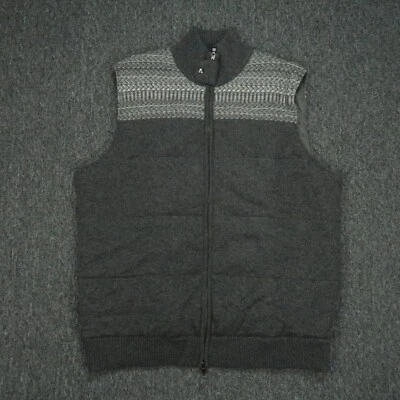 Banana Republic Vest Mens XXL Gray Merino Wool Blend Lined Full Zip 2XL - Image 1 of 4