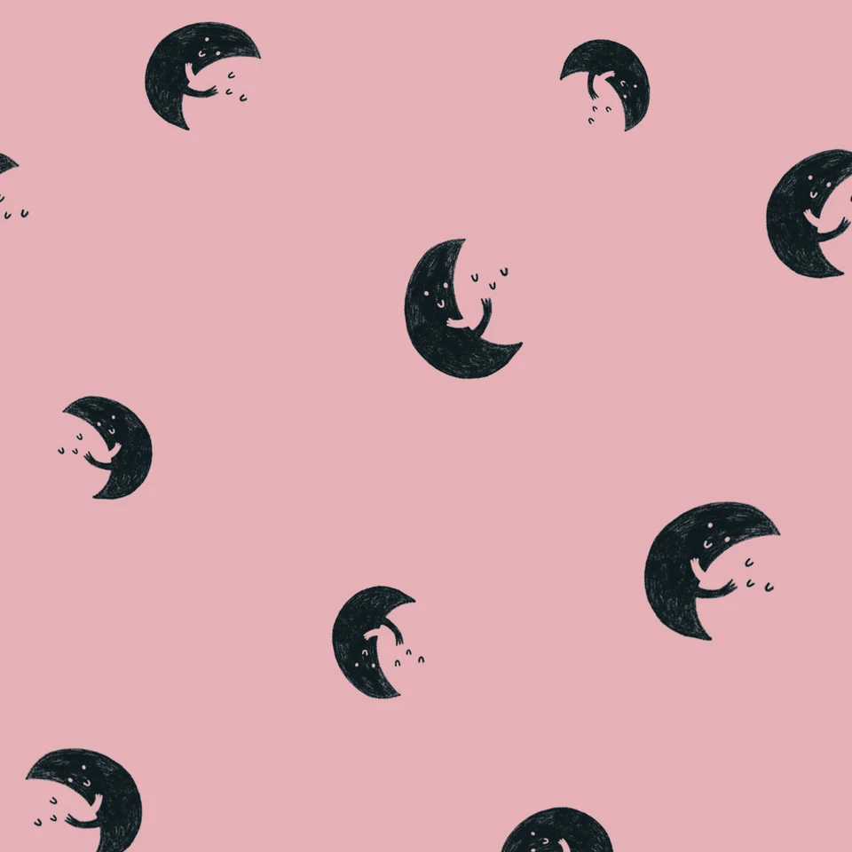 Sweatstoff  Katia Fabrics Moon Witch Mondmotiy rosa schwarz  145cmx50cm  - Bild 1 von 1