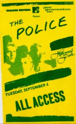 The police rare backstage pass 1983 Hollywood Park - Image 1 of 2