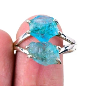 Natural Aquamarine Statement Mothers Gift Ring Jewelry 925 Solid Silver US 10 - Picture 1 of 8