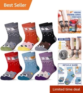 Cozy Kids Wool Socks 6-Pack - Breathable Thermal Winter Socks for Boys & Girls - Picture 1 of 8