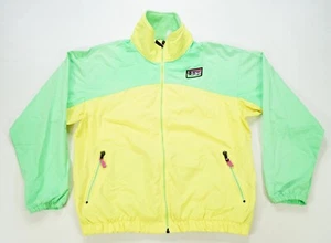 Rare VTG NIKE Aqua Gear Spell Out Patch Color Block Windbreake Jacket 90s Neon L - Picture 1 of 13