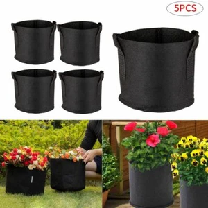 5 Pack Grow Bags Fabric Pots Root Pouch w/Handles Planting Container 1-7 Gallon - Picture 1 of 12