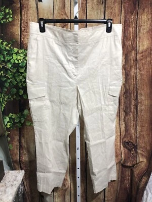 全新带标签! Chico’s 踝长工装裤 16R 码亚麻混纺 K-27 — 第 1/4 张图片