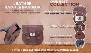 Dark Tan Premium "Leather Saddle Bag" Fit For Universal Royal Enfield Motorcycle - Foto 1 di 15