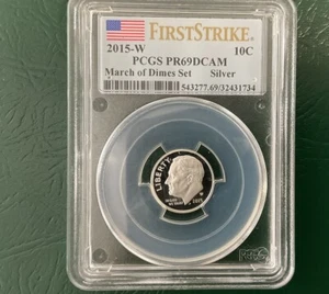 2015-W PCGS PR69DCAM March of Dimes SILVER First Strike Dime - Picture 1 of 3