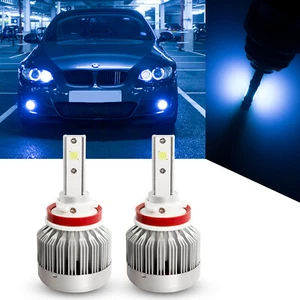 2pcs Ice Blue H8 H9 H11 LED COB Bulbs 8000K Fog Lights For BMW 1 3 5 7 Series - Picture 1 of 12