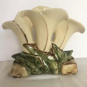 1950er MC COY ART KERAMIK DREIFACHE CALLA LILIE MCM KNOSPEN VASE PFLANZER - Bild 1 von 7