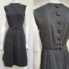 Vintage 1950/60S Ben Barrack Lbd Black Button Back Dress W/ Satin Trim - Size Xs