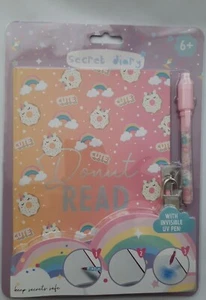 Girls Lockable Notebook girls Secret Diary & Padlock key A5 Invisible UV Pen - Picture 1 of 3