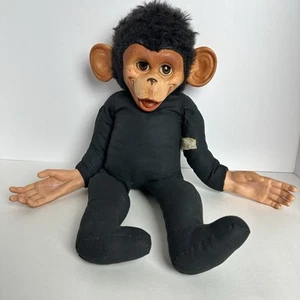Vintage Gund Creation Rubber Faced Chimp Monkey Plush Japan 18” RARE HTF - Picture 1 of 14