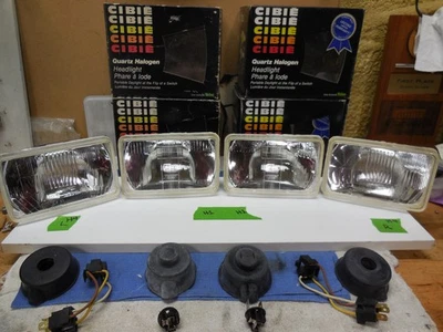 Sistema de farol retangular Cibie 165mm H4/H1 Ecode híbrido atualização NOS 4 peças - Imagem 1 de 4