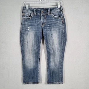 Silver Jeans Damen 27 Blau Distressed Suki Surplus Capri Jeans - Bild 1 von 13