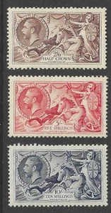 GB SG450/452 KGV 1934 Seepferdchen 3er Set, postfrisch MNG - Bild 1 von 2