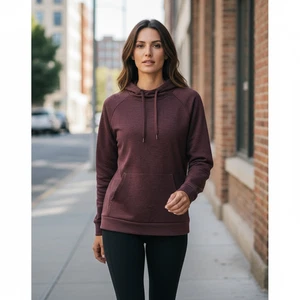 Russell Burgund Hoodie Sweatshirt Herren 38-40 Dri-Power Pullover Taschen - Bild 1 von 6