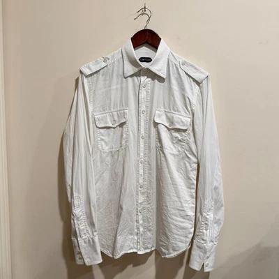 Camisa militar de algodón blanca Tom Ford 15 1/2 39 Foto 1 de 4