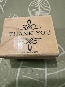 Stampin Up! Elegant Thank You Wood Mount Rubber Stamp - Picture 1 of 3