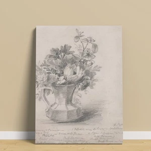Vintage Flowers in a Pitcher Sketch Canvas Prints Gift Wall Art - Picture 1 of 2