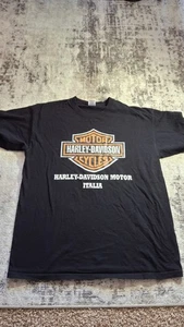 Vintage Harley Davidson T-Shirt Herren Large Italia Roma Schwarz Grafik Double - Bild 1 von 10
