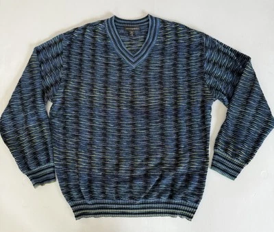 Suéter Jhane Barnes Estampado 3D Estilo Coogi Geométrico Para Hombres Talla L Mezcla de Lana Foto 1 de 4