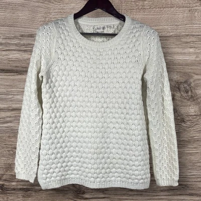 Field Flower Anthropologie Rennes Sweater Womens M Ivory Wool Mohair Blend Knit - Image 1 of 4