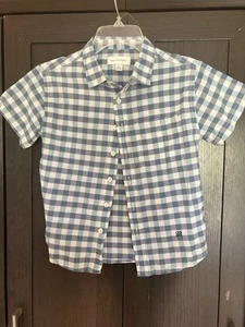 Free Assembly Boys Blue Plaid Button Down Short Sleeve Shirt Size Small (6/7) - Picture 1 of 12