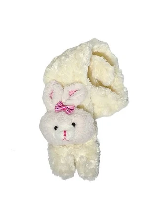 Linda bufanda Minky súper suave marfil envoltura niños niñas conejito felpa 28" de largo Foto 1 de 4