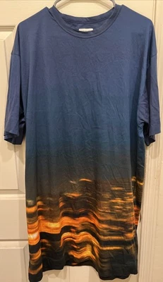 Vestido psicodélico Dries Van Noten paisaje urbano túnica movimiento desenfoque Shoegaze vida nocturna Foto 1 de 3