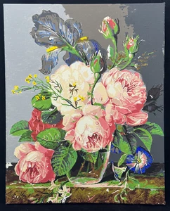Pintura Vintage Por Número Bodegón Rosa Peonías 15" x 19" Sin Marco - Imagen 1 de 6