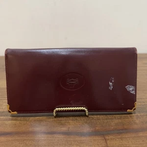 Cartier Bordeaux Leather Must De Long Wallet Bifold Authentic - Picture 1 of 12