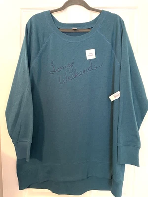 Nuevo Antiguo Azul Marino Mujer Túnica Polar Azul Talla XL Largo Fin de Semana Bordado Acogedor Cálido Foto 1 de 4