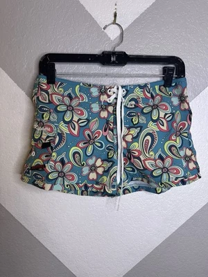 Maui Rippers女式2板短裤佩斯利花卉蓝色珊瑚色抽绳 — 第 1/4 张图片