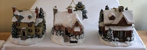THOMAS KINKADE'S WINTER MEMORIES ILLUMINATED ORNAMENT PRE-OWNED #A4869 3 IN SET - Picture 1 of 8