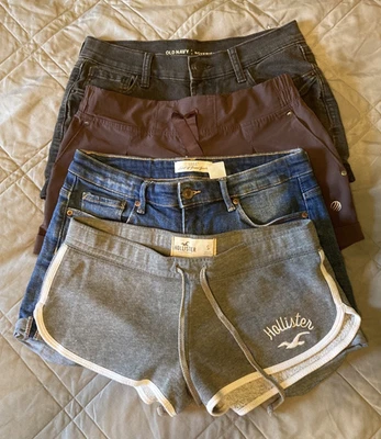 Lot 4 Hollister H&M Old Navy MPG Shorts Blue Black Denim Gray Sweat Maroon Sz S - Image 1 of 4