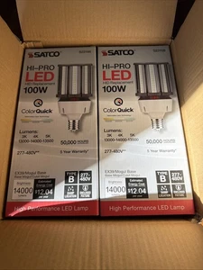 Satco S23168 LED HID Corncob 100W 277-480V Mogul Screw EX39 CCT 3000/4000K/5000K - Picture 1 of 2
