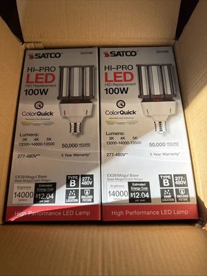 Satco S23168 LED HID Corncob 100W 277-480V Mogul Screw EX39 CCT 3000/4000K/5000K - Image 1 of 2