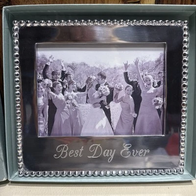 Mariposa Best Day Ever Beaded 5 X 7 Metal Picture Frame Wedding/B12 - Image 1 of 4