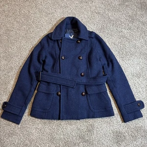 American Eagle Outfitters Coat Womens XS Navy Wool Blend Peacoat Double Breasted - Picture 1 of 14