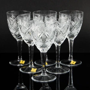 Juego de vasos de cristal de plomo lijado fino Livellara Mod. 3380 HERM 6x vino tinto - Imagen 1 de 7