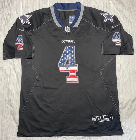 DAK PRESCOTT #4 COWBOYS JERSEY SIZE M-2XL BLACK FLAG USA STITCHED DALLAS MENS Cover